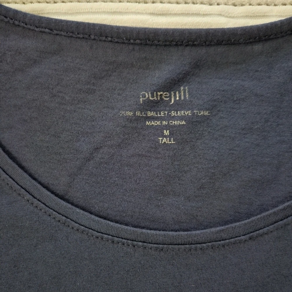 J.Jill Pure Jill Navy Blue 3/4 Sleeve Dress/Long Shirt Size M Tall - Picture 4 of 5